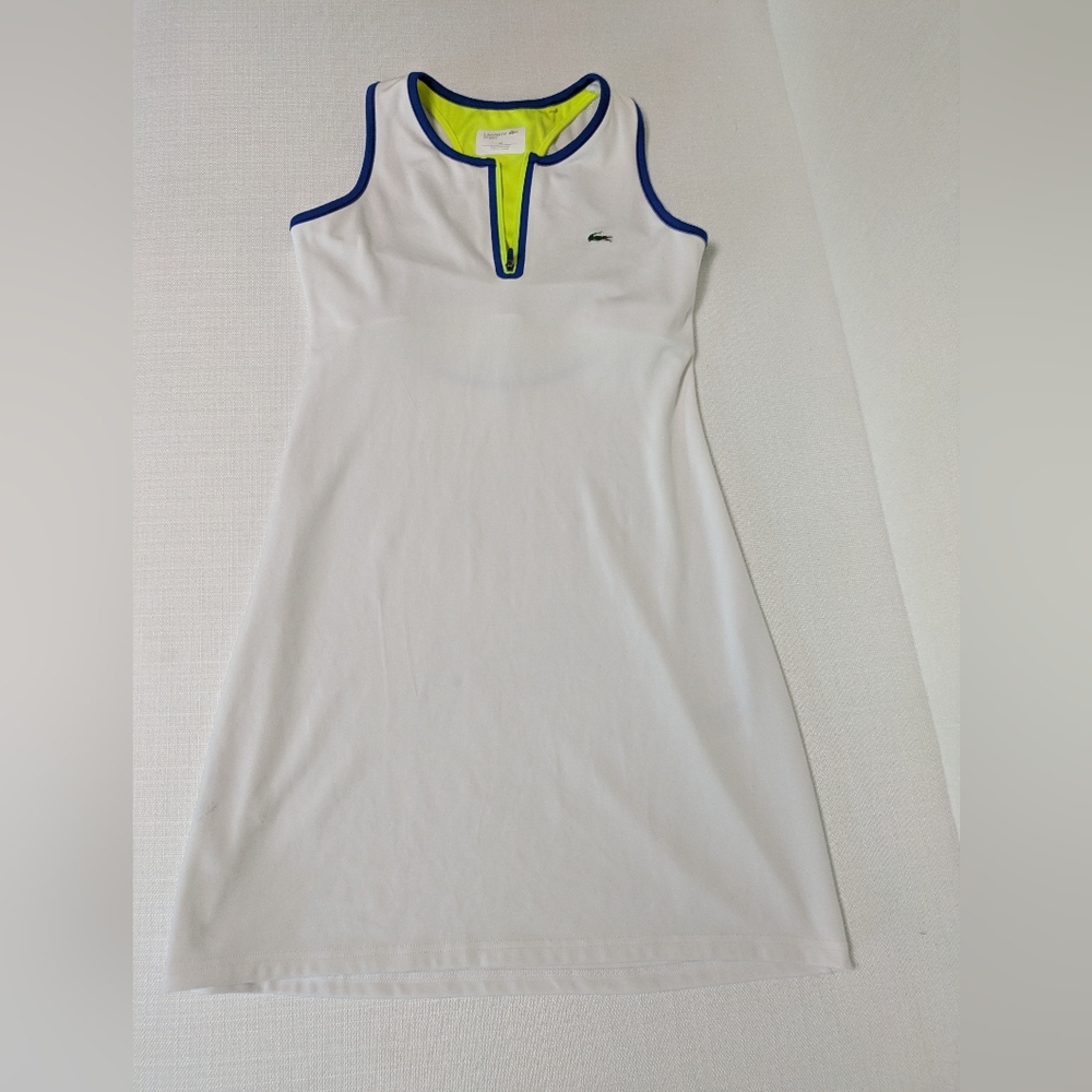 Lacoste White Mini Dress with Blue and Yellow Highlights